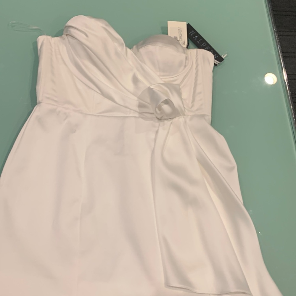 Satin bustier dress with drape size 42